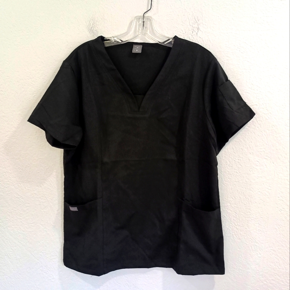 NiaaHinn Black V-neck Scrub Top